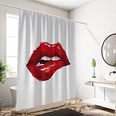 cheap Shower Curtains-Shower Curtain with 12 Hooks 180cm*180cm(70&quot;*70&quot;) Polyester Washable Waterproof Pattern Bathroom Bathtub Decor Sexy Red Lip