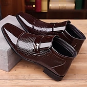 cheap Dress Boots-Men&#039;s Patent Leather Ankle Boots – Sleek Formal Design with Buckle Detail for Weddings, Parties, and Business Wear