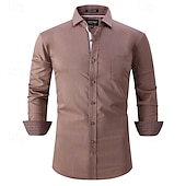 cheap Men&#039;s Non Iron Shirts-Men&#039;s Shirt Dress Shirt Button Up Shirt Plain Wedding Party Black White Pink Wine Long Sleeve Lapel Spring &amp;  Fall Clothing Apparel