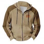 abordables sweats à capuche zippés pour hommes-Homme camouflage Sweats à Capuche Sweat à capuche Sweat à capuche Capuche Mode 3D effet Vacances Chasse Marron Kaki Zippé Cordon Automne Hiver Designer
