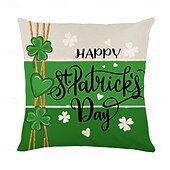 abordables Housse de coussin de vacances-Housse de coussin décorative pour la Saint-Patrick, 1 pièce, taie d&#039;oreiller carrée douce en forme de trèfle pour chambre à coucher, salon, canapé, chaise
