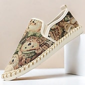 cheap Men&#039;s Slip-ons &amp; Loafers-Men&#039;s Animal Print Canvas Espadrille Slip-On Shoes with Jute Rope Sole – Comfortable Casual Summer Footwear