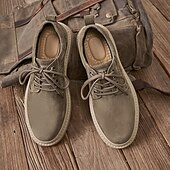 preiswerte Lässig-Arbeitsschuhe für Herren aus hellbraunem Wildlederimitat mit Schnürung und robuster Sohle – strapazierfähiges Freizeitschuhwerk für die Arbeit, zum Wandern und für den Alltag