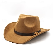 abordables Chapeaux homme-Homme Chapeau de soleil Chapeau de cowboy Chapeau Fedora Trilby Noir Chameau Laineux Le style rétro Mode 18ème siècle État du Texas du quotidien Le thème de la fête Couleur unie / unie Ecran Solaire