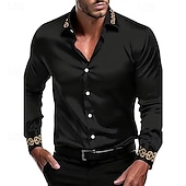 voordelige heren overhemd met knopen-Voor heren Overhemd Zomer overhemd Normaal shirt Shirt met kraag Overhemd met knopen Zwart Wit Rood blauw Groen Lange mouw Kleurenblok Revers Vakantie Feestdagen Lapwerk Kleding Polyester Modieus