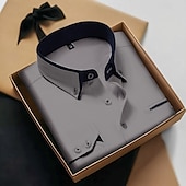 baratos Camisas de botões masculinas-Homens Saia camisa de botão camisa de colarinho Camisa não de ferro Tecido Casamento Trabalho Azul Claro Branco Rosa Azul Marinha Manga Longa Colarinho Todas as Estações Roupa