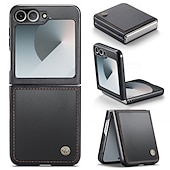 cheap Samsung Cases-Phone Case For Samsung Galaxy Z Flip 6 Z Flip 5 Back Cover Magnetic Support Wireless Charging Card Slot Retro TPU PU Leather