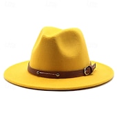 preiswerte Fedora-Hut-Herren Kentucky Derby Hut Sonnenhut Cowboyhut Fedora-Trilby-Hut Schwarz Weiß Wollig Vintage-Stil Mode 18. Jahrhundert Bundesstaat Texas Täglich Themenparty Einfarbig Sonnenschutz Cosplay