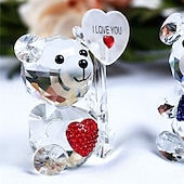 abordables Statues-cadeaux de Saint-Valentin ours en cristal avec cœur - décoration intérieure/extérieure polyvalente, parfaite pour les anniversaires &amp; vacances