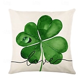 billiga Kuddfodral för semester-dekorativa slängkuddar fodral saint patrick&#039;s day 1 st shamrock mjukt fyrkantigt kuddfodral örngott för sovrum vardagsrum soffa soffstol