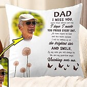 cheap Personalized Pillows-Father&#039;s Day Custom Memorial Pillow Cover Photo Cushion Cover Throw Pillow Sympathy Gift Personalized Memorial Gifts Dad I Miss You