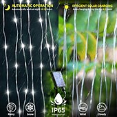 economico Striscie luci ad energia solare-luci a stringa da 3 m alimentate ad energia solare 300 LED con telecomando a 13 tasti bianco caldo bianco freddo blu luci natalizie per interni festa matrimonio 1 pz