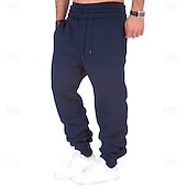 お買い得  スウェットパンツ-男性用 スウェットパンツ ジョガー フリースパンツ ドローストリング ポケット 弾性ウエスト ソリッド ソフト モイスチャーコントロール 週末 ストリートウェア シンプル カジュアル / スポーティ スリム ダークグレー ブラック マイクロエラスティック