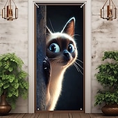 cheap Door Covers-Cute Cats Door Decorations Door Covers Animal Hide and Seek Door Tapestry Door Curtain Decoration Backdrop Indoor/Outdoor Door Banner for Front Door Farmhouse Peekaboo
