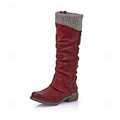 olcso Slouch Boots-női barna, domború, kötött mandzsettás térdcsizma - hangulatos és stílusos őszi/téli lábbeli