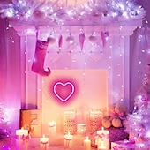 economico Lampade neon LED-luce al neon a forma di cuore rosa - led per San Valentino &amp;decorazione per feste perfetta per la stanza delle ragazze, dormitorio, decorazione per la casa per l&#039;anniversario di matrimonio