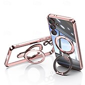 economico Cover Samsung-Custodia per telefono per Samsung Galaxy S24 Ultra S24 Plus S24 FE S25 Ultra con supporto per stand ricarica wireless placcatura retro magnetica