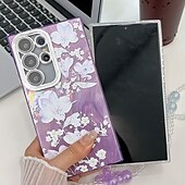 Недорогие Чехлы для Samsung-телефон Кейс для Назначение SSamsung Galaxy S24 Ultra S24 Plus S24 S24 ФЭ S23 Ultra А55 А35 А25 А15 5Г S25 Ультра Кейс на заднюю панель с ремешком на запястье Защита от удара Ретро ТПУ ПК