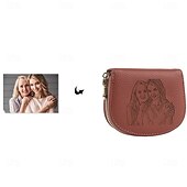 baratos Para mulheres-Carteira de Foto Gravada Personalizada - Melhor Presente para Mãe - Carteira de Couro Personalizada com Foto Presente Perfeito para Casamento Dia das Mães Aniversário Natal e Presente Sazonal para Ela