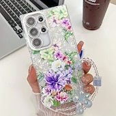 Недорогие Чехлы для Samsung-телефон Кейс для Назначение SSamsung Galaxy S24 Ultra S24 Plus S24 S24 ФЭ S23 Ultra А55 А35 А25 А15 5Г S25 Ультра Кейс на заднюю панель с ремешком на запястье Защита от удара Ретро ТПУ ПК