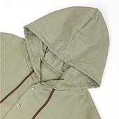 preiswerte Straße-Herren Hemd leinenhemd Sommerhemd Strandbekleidung Glatt Urlaub Curise Weiß Rot Blau Braun Langarm Mit Kapuze Frühling Sommer Bekleidung
