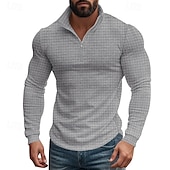 abordables Sweat-shirts basiques-Homme Sweat-shirt Sweat-shirt quart de fermeture éclair Noir Blanche Vin Vert Véronèse Kaki Demi-zip Uni Texturé Sport &amp; Loisir Quotidien Fête Polyester Streetwear Basique Occasionnel Printemps