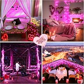 お買い得  プラグイン式電源-50m/100m 赤 &amp;ピンク LED ストリングライト、400/800 LED EL 5mm フェアリーライト、バレンタインデー ホリデー パーティー デコレーション用 1 セット