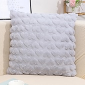 abordables Cubierta de cojín de vacaciones-Funda de almohada decorativa con forma de corazón de peluche para el día de San Valentín, 1 funda de cojín cuadrada suave, funda de almohada para dormitorio, sala de estar, sofá, sillón