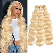 abordables 3 paquets extensions cheveux humains-cheveux humains brésiliens 613# cheveux blonds bundle body wave 3 bundle 10-28 pouces