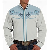 cheap Men&#039;s Western Shirts-Men&#039;s Floral Graphic Prints Shirt Western Shirt Cowboy Shirt Long Sleeve Fashion Streetwear Designer Outdoor Daily Fall &amp; Winter Turndown Print Button-Down Blue Sky Blue Purple Brown Gray