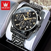 cheap Quartz Watches-New Olevs Brand Stainless Steel Band Men&#039;S Business Watch Calendar Luminous Chronograph Multifunction Simple Leisure Quartz Watch Fashion Waterproof Sports Men&#039;S Wristwatch