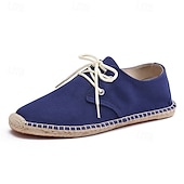 baratos Ténis para Homem-sapatos masculinos de lona azul espadrille com cadarço e sola de corda de juta – calçados casuais confortáveis de verão