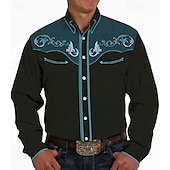 cheap Men&#039;s Western Shirts-Men&#039;s Floral Graphic Prints Shirt Western Shirt Cowboy Shirt Long Sleeve Fashion Streetwear Designer Outdoor Daily Fall &amp; Winter Turndown Print Button-Down Blue Sky Blue Purple Brown Gray
