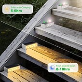 olcso Földi fények-kültéri vízálló napelemes fali lámpa - meleg fehér-fehér fény 5 led erkély, lépcső, terasz, veranda és kerítés világításhoz 1db
