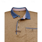 economico Polo classica da uomo-Per uomo Polo Camicia da golf Golf Attività commerciale Informale Classico Manica corta Di tendenza Tinta unica Bottoni Tasche Estate Primavera Standard Grigio scuro Verde foresta Blu denim Nero