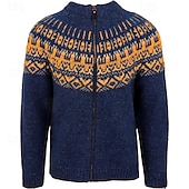 preiswerte Herren Strickjacke-Herren Strickjacke Kurzer Pullover Zip Pullover Reißverschluss Strickpullover Gerippt Stricken Normale Oberteile Patchwork Tasche Farbblock Ständer Modisch Klassisch Urlaub Freizeitskleidung