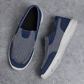levne Pánské nazouváky a mokasíny-pánské béžové plátěné slip-on mokasíny – lehké prodyšné boty pro volný čas pro každodenní nošení a outdoorové aktivity