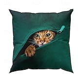 billiga djurstil-dekorativt kuddfodral söt kattunge peekaboo grafisk 1 st mjukt fyrkantigt kuddfodral örngott för sovrum vardagsrum soffa soffstol