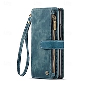 abordables Carcasas Samsung-Funda para teléfono Samsung Galaxy Z Fold 6 Z Fold 5 Z Fold 4 Z Fold 3 funda de billetera con soporte de pie cremallera retro TPU PU cuero