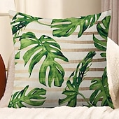 billige blomster- og plantestil-putetrekk 1 stk myk blomstret&amp;amp;planter firkantet putetrekk putetrekk til sofa soverom overlegen kvalitet maskinvaskbar utendørs faux lin pute til sofa sofa seng stol grønn