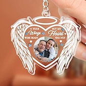 cheap Memorial Gift-Personalized Acrylic Memorial Photo Keychain, Custom Keychain Sympathy Keepsake for Loss of Loved One,Angel Wings Memorial Gifts Remembrance Decoration - Bereavement Condolences Gifts