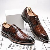 economico Formale-scarpe oxford da uomo in similpelle con motivo coccodrillo nero - calzature formali classiche con lacci per lavoro e occasioni speciali