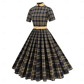 levne Šaty-Retro 50. léta Koktejlky Šaty Flare šaty Mřížka / Přehoz Maškarní kostým Dámské Plesová maškaráda Večírek loučení se svobodou nevěsty Festival Dospělé Šaty Šaty pro návrat domů