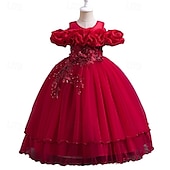cheap Flower Girl Dresses-Princess Floor Length Flower Girl Dress Pageant &amp; Performance Cute Prom Dress Chiffon with Bow(s) Tiered Plisse Fit 3-16 Years