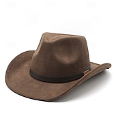 abordables Chapeaux homme-Homme Chapeau de soleil Chapeau de cowboy Chapeau Fedora Trilby Noir Chameau Laineux Le style rétro Mode 18ème siècle État du Texas du quotidien Le thème de la fête Couleur unie / unie Ecran Solaire