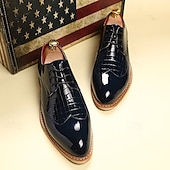 baratos Formal-Sapatos oxford masculinos de couro sintético envernizado branco com padrão de crocodilo e sola de madeira - calçados formais elegantes para casamentos e eventos especiais