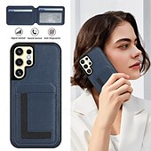זול מארז סמסונג-טלפון מגן עבור S24 Ultra Plus S24 FE S23 Ultra Plus S22 Plus Ultra S21 Ultra S25 Ultra כיסוי אחורי עם מעמד מגנטי תמיכה בטעינה אלחוטית רטרו TPU עור PU