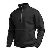abordables Sudaderas Básicas_-Hombre Sudadera Sudadera con estampado de gofres Sudadera con un cuarto de cremallera Negro Blanco Azul Piscina Caqui Gris Media cremallera Plano Deporte Diario Festivos Poliéster Ropa de calle Casual