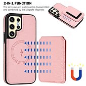 זול מארז סמסונג-טלפון מגן עבור S24 Ultra Plus S24 FE S23 Ultra Plus S22 Plus Ultra S21 Ultra S25 Ultra כיסוי אחורי עם מעמד מגנטי תמיכה בטעינה אלחוטית רטרו TPU עור PU