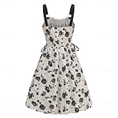 זול שמלות-שנות ה-50 רטרו\וינטאג' שמלות נשף מסכות פרחוני תחפושות בגדי ריקוד נשים קרנבל ראש השנה נשף מסכות יום יומי\קז'ואל מסיבת רווקות מבוגרים שמלה